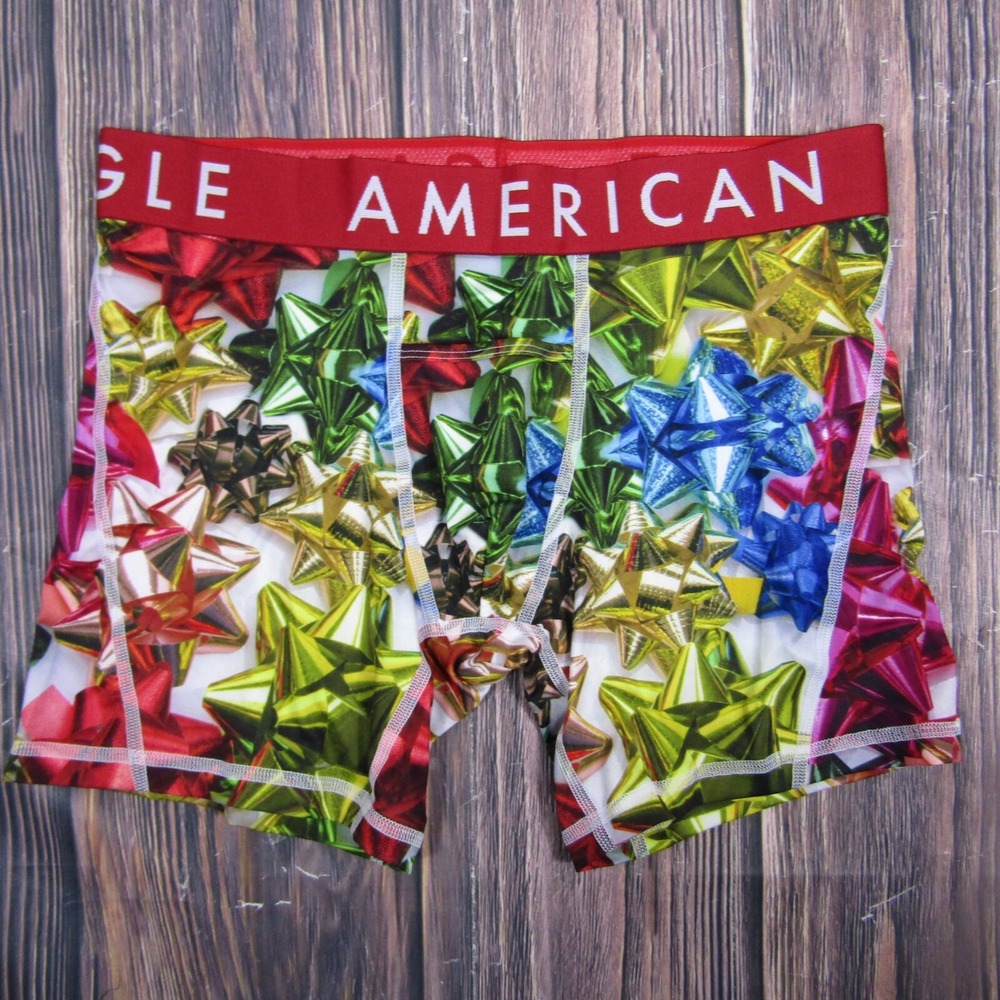 American Eagle NEW NWT Mens Medium Boxer Briefs Red Christmas Gift Bows